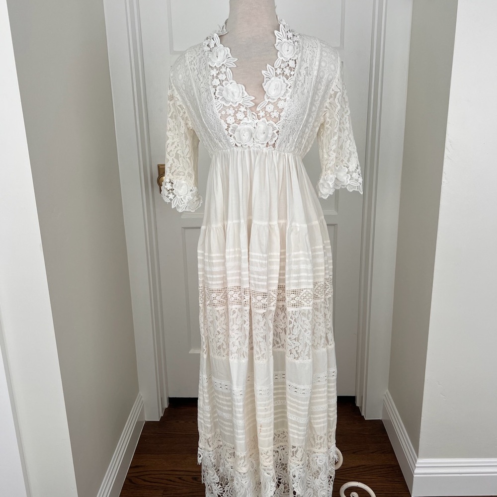 Antica Sartoria White floral lace dress